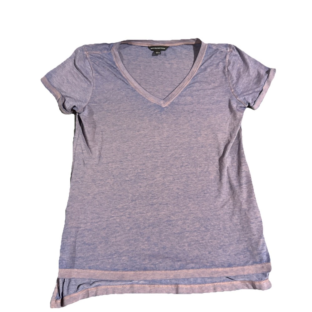Rock & Republic V-Neck Hi-Low Short Sleeve Lightweight T-Shirt Purple Size M